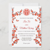 Red Cherry Blossom | Chinees huwelijk Kaart (Voorkant)