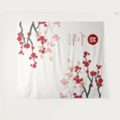 Red Cherry Blossom Chinese Weddenfoto Achtergrond Wandkleed (Voorkant (horizontaal))