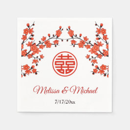 Red Cherry Blossom Chinese Wedding Custom Servet
