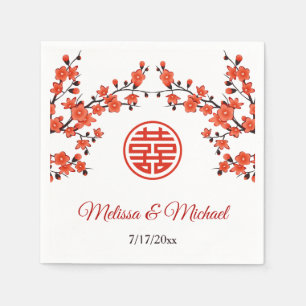 Red Cherry Blossom Chinese Wedding Custom Servet