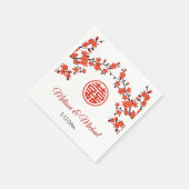 Red Cherry Blossom Chinese Wedding Custom Servet (Hoek)