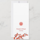 Red Cherry Blossom Chinese Wedding Menu Kaart (Achterkant)