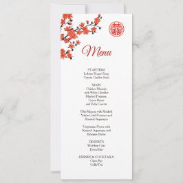 Red Cherry Blossom Chinese Wedding Menu Kaart