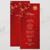 Red Cherry Blossom Chinese Wedding Menu Kaart (Voorkant / Achterkant)