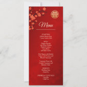 Red Cherry Blossom Chinese Wedding Menu Kaart (Voorkant)