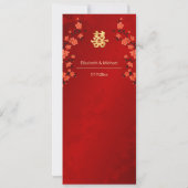 Red Cherry Blossom Chinese Wedding Menu Kaart (Achterkant)