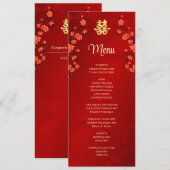 Red Cherry Blossom Chinese Wedding Menu Kaart (Voorkant / Achterkant)