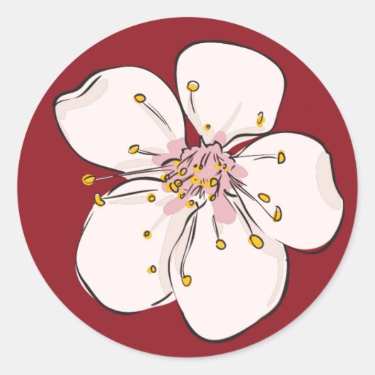 Red Cherry Blossom - Circle Sticker (Voorkant)