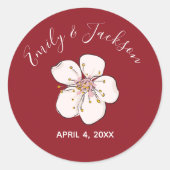 Red Cherry Blossom - Circle Sticker (Voorkant)