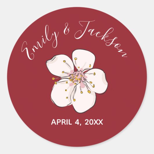 Red Cherry Blossom - Circle Sticker (Voorkant)