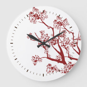 Red Cherry Blossom Custom Wall klok