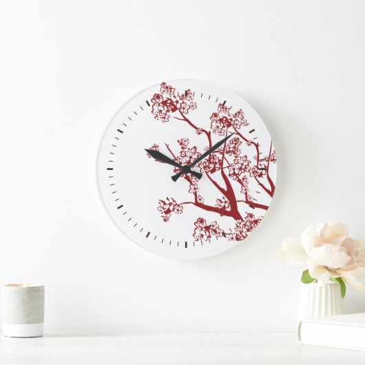 Red Cherry Blossom Custom Wall klok (Huis)