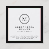 Red Cherry Blossom Floral | Monogram Vierkante Visitekaartje (Achterkant)