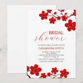 Red Cherry Blossom Floral Vrijgezellenfeest Kaart (Voorkant / Achterkant)