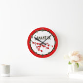 Red Cherry Blossom Flower Personalized Clock Ronde Klok (Huis)