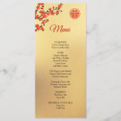 Red Cherry Blossom Gold Chinese WeddenMenu Menu (Voorkant)