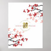 Red Cherry Blossom Gold Double Happiness Poster (Voorkant)
