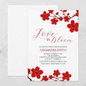 Red Cherry Blossom Love In Bloom Vrijgezellenfeest Kaart (Voorkant / Achterkant)