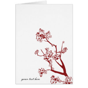 Red Cherry Blossom Note-kaarten