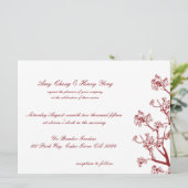 Red Cherry Blossom Oriental Wedding Invitations Kaart (Staand voorkant)