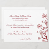 Red Cherry Blossom Oriental Wedding Invitations Kaart (Voorkant / Achterkant)