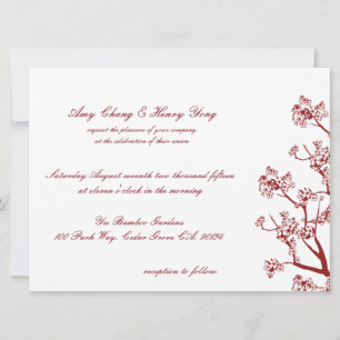 Red Cherry Blossom Oriental Wedding Invitations Kaart