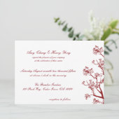 Red Cherry Blossom Oriental Wedding Invitations Kaart (Staand voorkant)
