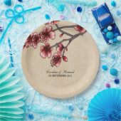 Red  Cherry Blossom Paper Borden Papieren Bordje (Feest)