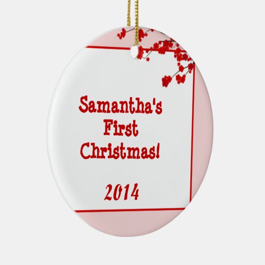Red Cherry Blossom Persoonlijke naam Ornament (Rechts)