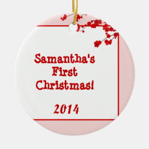 Red Cherry Blossom Persoonlijke naam Ornament