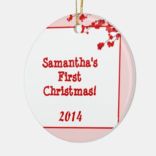 Red Cherry Blossom Persoonlijke naam Ornament (Links)