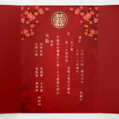 Red Cherry Blossom Red | Chinese bruiloft Drieluik Uitnodiging (Binnenkant midden)