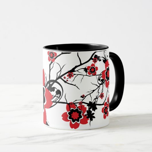 Red Cherry Blossom Sakura Design Mok (Voorkant rechts)