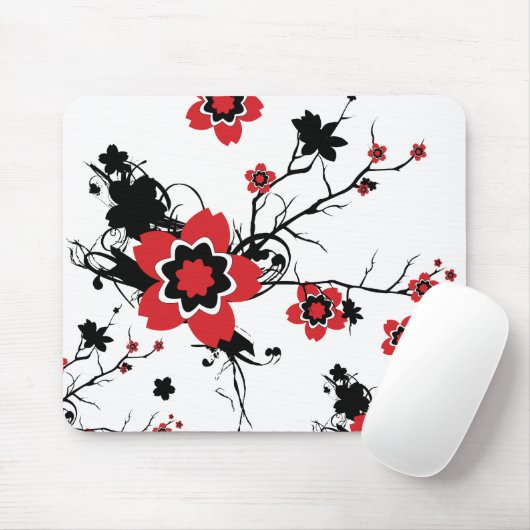 Red Cherry Blossom Sakura Design Muismat (Met muis)