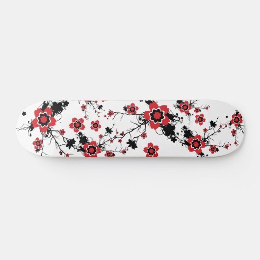 Red Cherry Blossom Sakura Design Skateboard (Horizontaal)