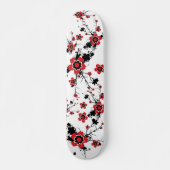 Red Cherry Blossom Sakura Design Skateboard (Voorkant)