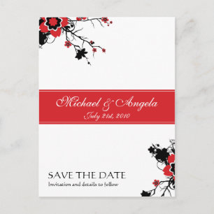 Red Cherry Blossom Sakura Save the Date Aankondigingskaart