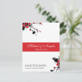 Red Cherry Blossom Sakura Save the Date Aankondigingskaart (Staand voorkant)