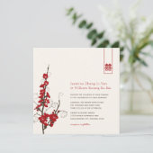 Red Cherry Blossom Sakura zwemt Aziatische bruilof Kaart (Staand voorkant)
