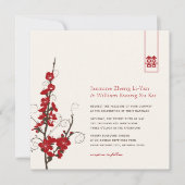 Red Cherry Blossom Sakura zwemt Aziatische bruilof Kaart (Voorkant)