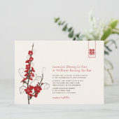 Red Cherry Blossom Sakura zwemt Aziatische bruilof Kaart (Staand voorkant)