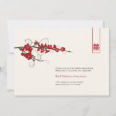 Red Cherry Blossom Sakura zwemt Aziatische bruilof Kaart (Achterkant)