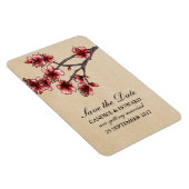Red  Cherry Blossom Save the Date Magneet (Rechterzijde)
