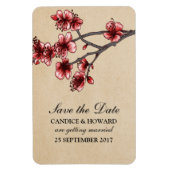 Red  Cherry Blossom Save the Date Magneet (Verticaal)