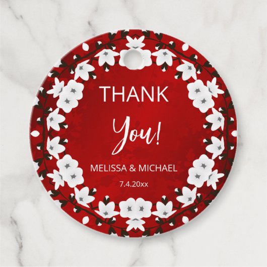 Red Cherry Blossom Thank You Wedding Favor   Bedankjes Labels (Voorkant)