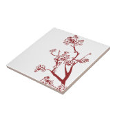 Red Cherry Blossom Tiles en Trivets Tegeltje (Zijkant)