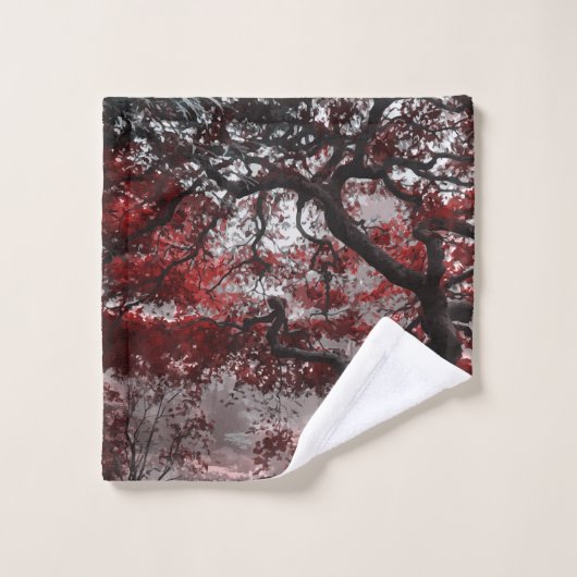 Red Cherry Blossom Tree Bad Handdoek (Wasdoekje)