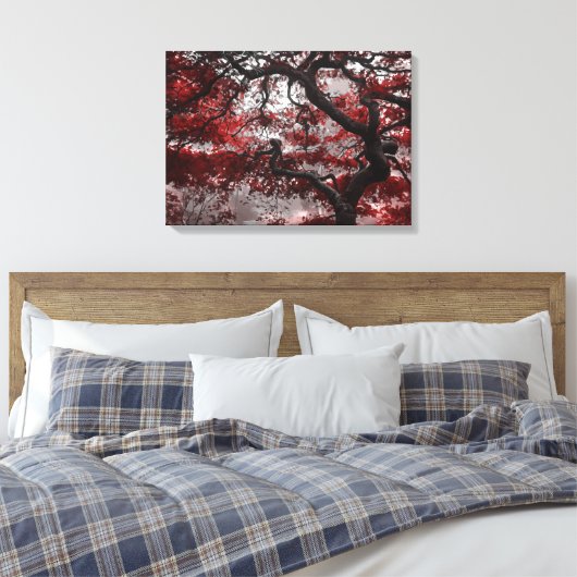 Red Cherry Blossom Tree Canvas Afdruk (Insitu (Slaapkamer))