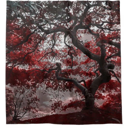 Red Cherry Blossom Tree Douchegordijn (Voorkant)