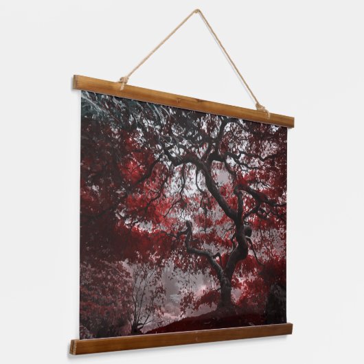 Red Cherry Blossom Tree Hangend Wandkleed (Gebogen)